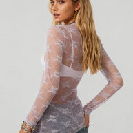 Long-Sleeve Lace Top