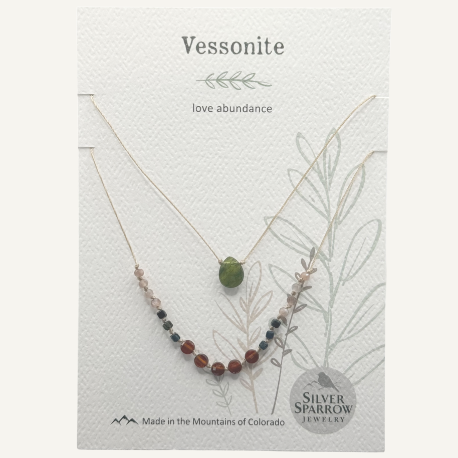 Vessonite double layer drop necklace
