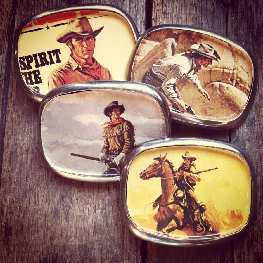 Belt buckle, western - cowboy, wild west, denim, unisex