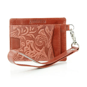 Small ID Wristlet Floral Filigree Leather