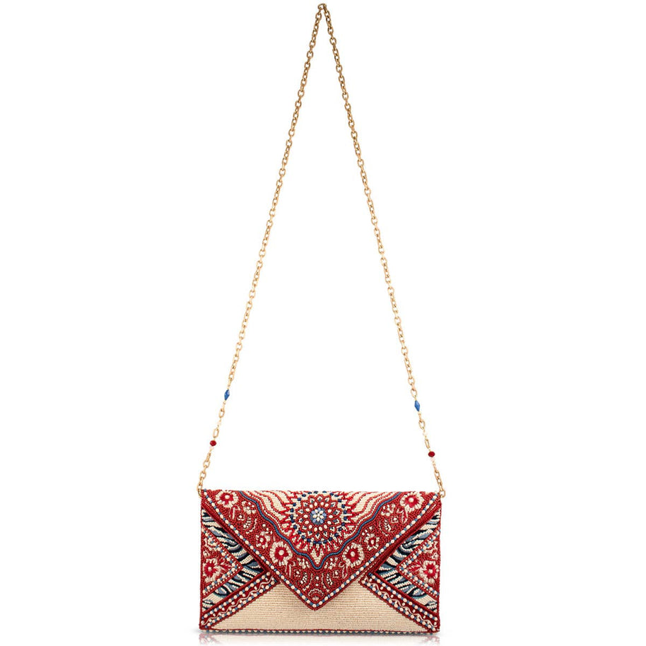 Tied & True Red and Blue Beaded Bandana Inspired Crossbody