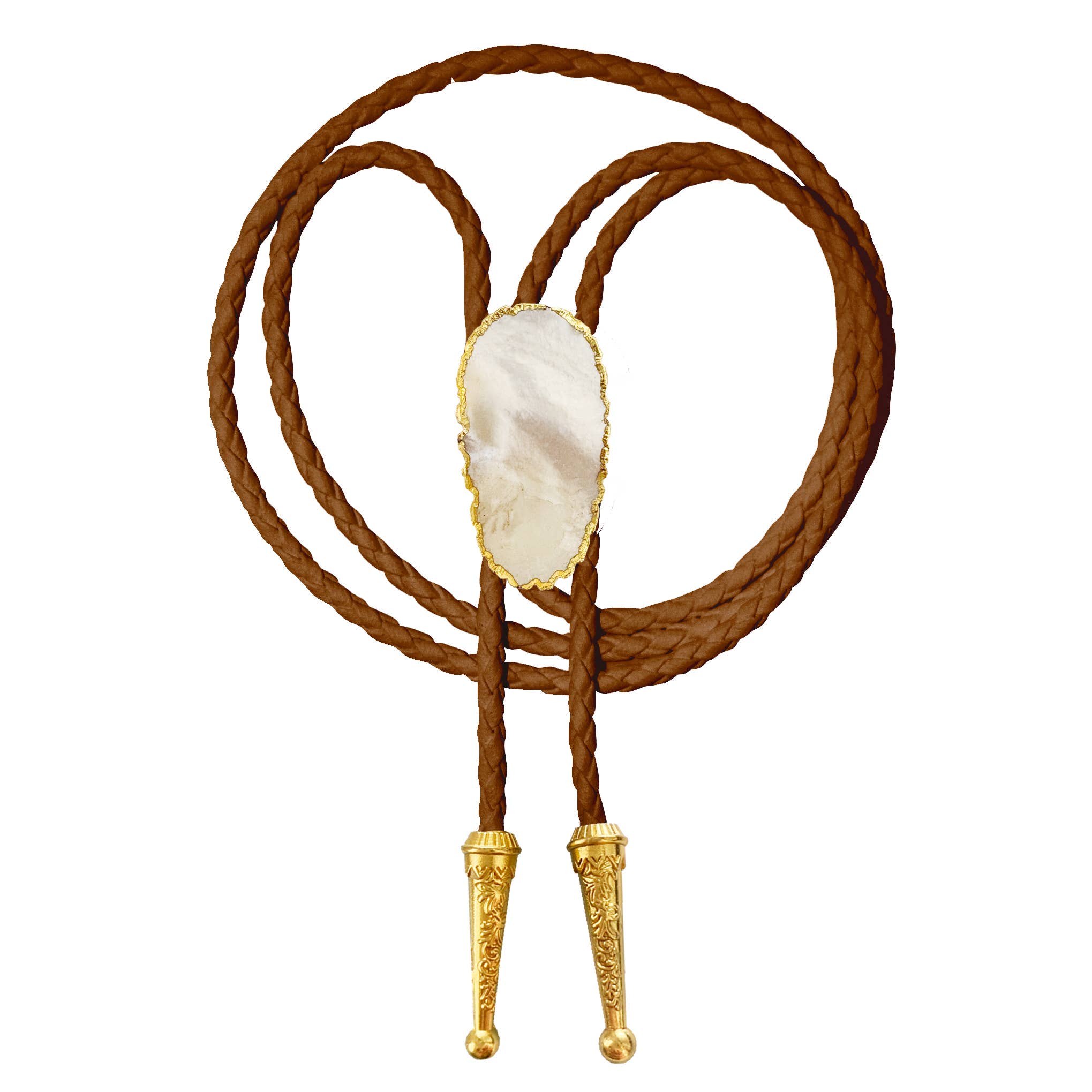 Gemstone Bolo Tie - Mother of  Pearl