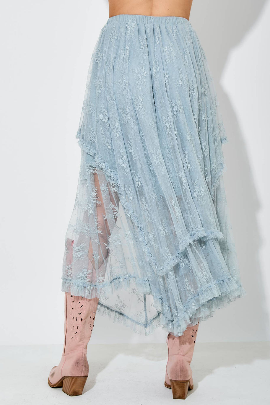 Dusty Blue Lace Skirt