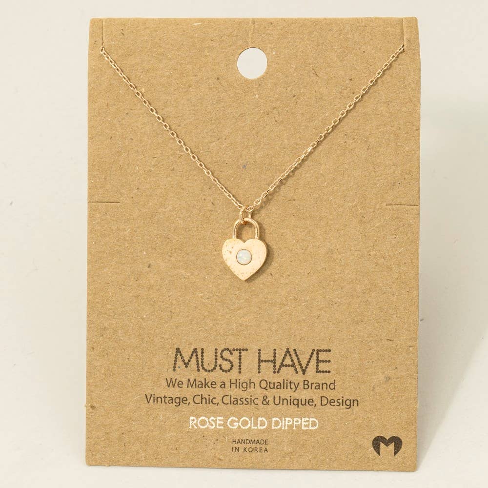 Gold Dipped Dainty Heart Lock Necklace