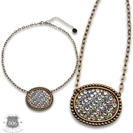 Rhinestone filled oval necklace