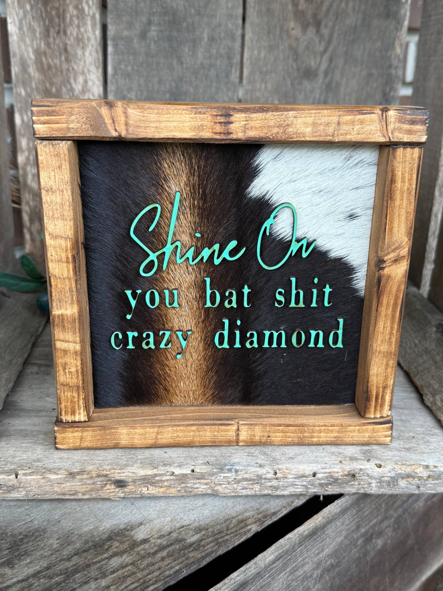 Shine On Framed Cowhide Sign