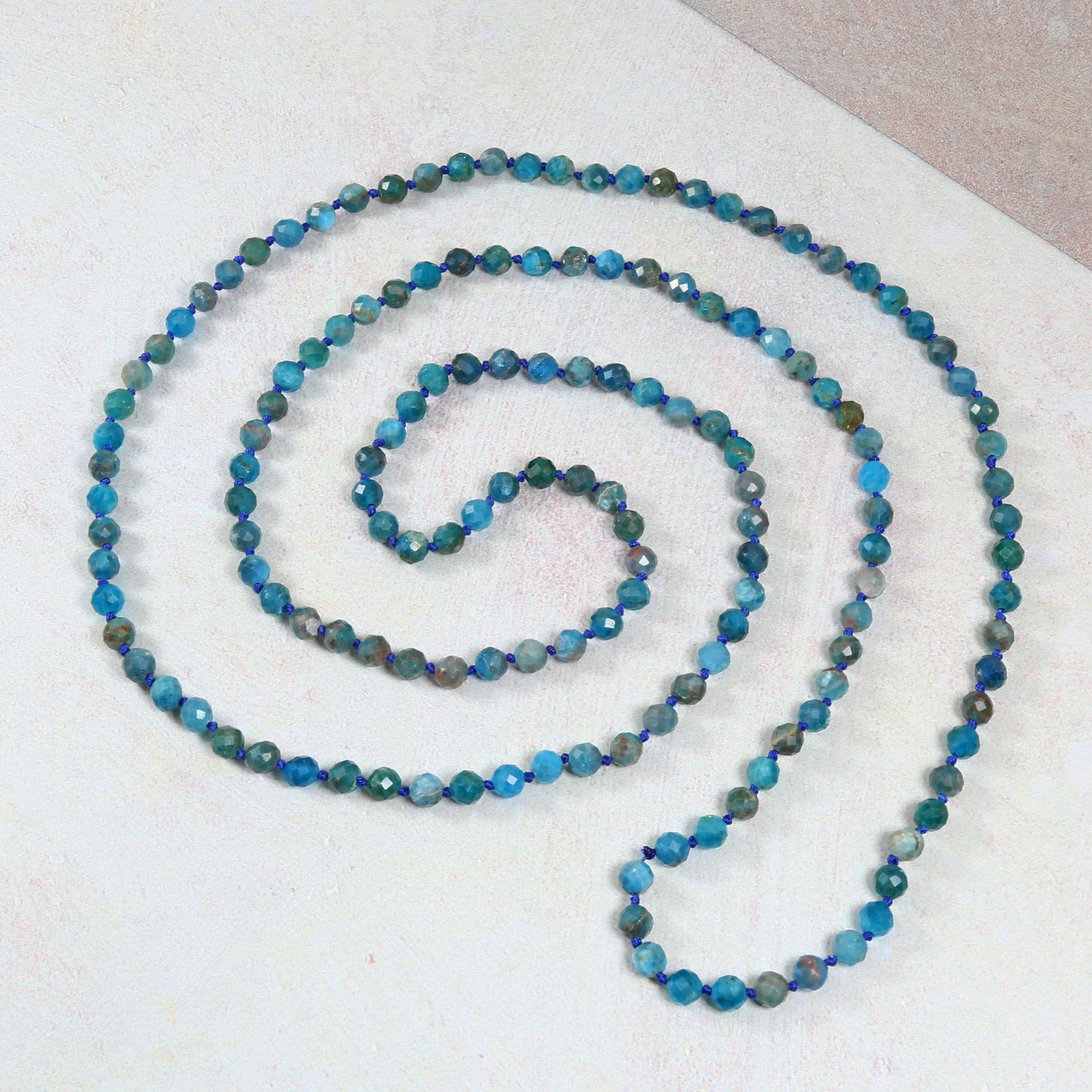 36" 5mm Infinity Faceted Apatite Necklace