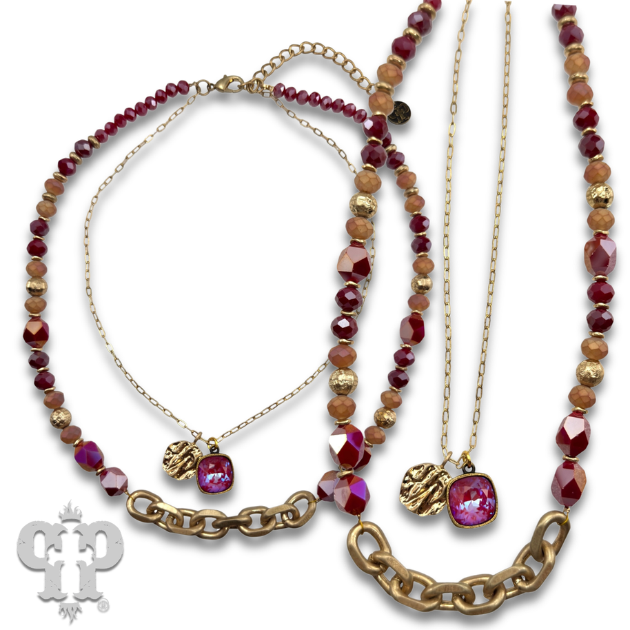 Swarovski® crystals double strand bead choker