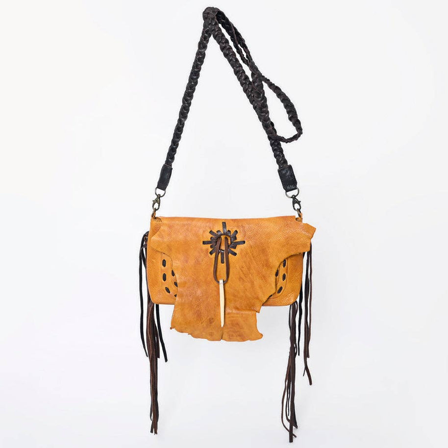 Rustic Leather Fringe Crossbody