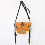 Rustic Leather Fringe Crossbody