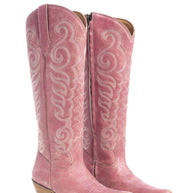 Myra Traditional Leather Cowgirl Boots, Pink