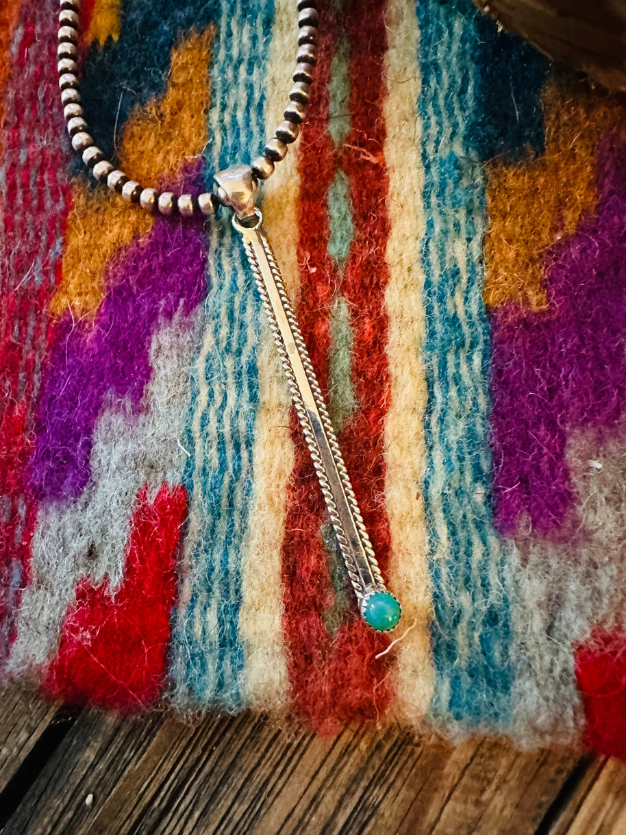 Handcrafted Sterling Silver & Turquoise Drop Pendant