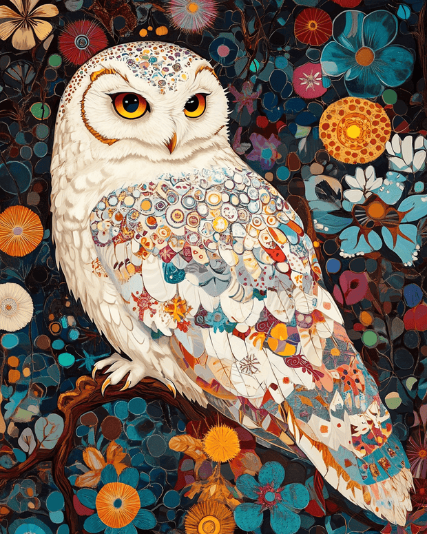 Abstract Snowy Owl Art Print