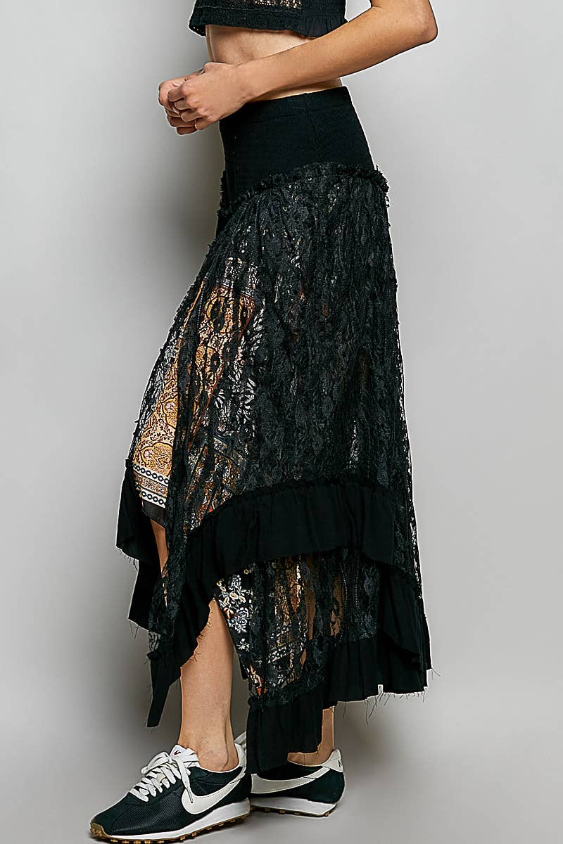 Reverse Ruffle Lace Skirt