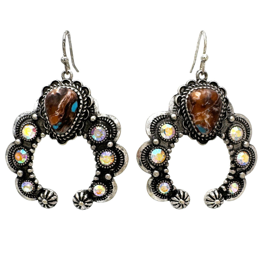 Squash Blossom AB Rhinestone Earrings