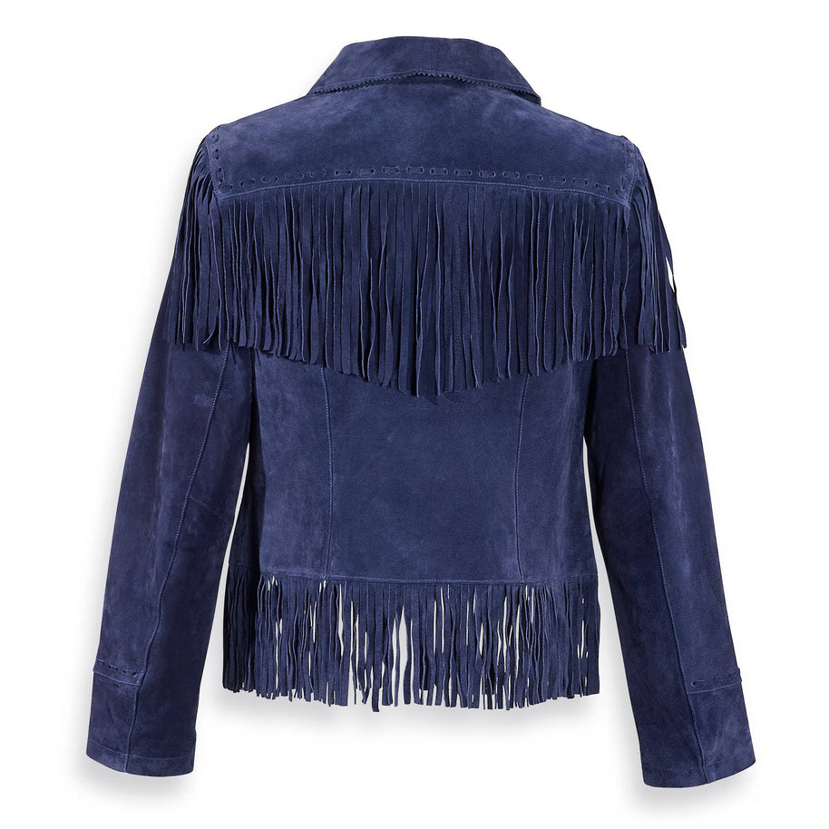 Blue Suede Fringe Jacket