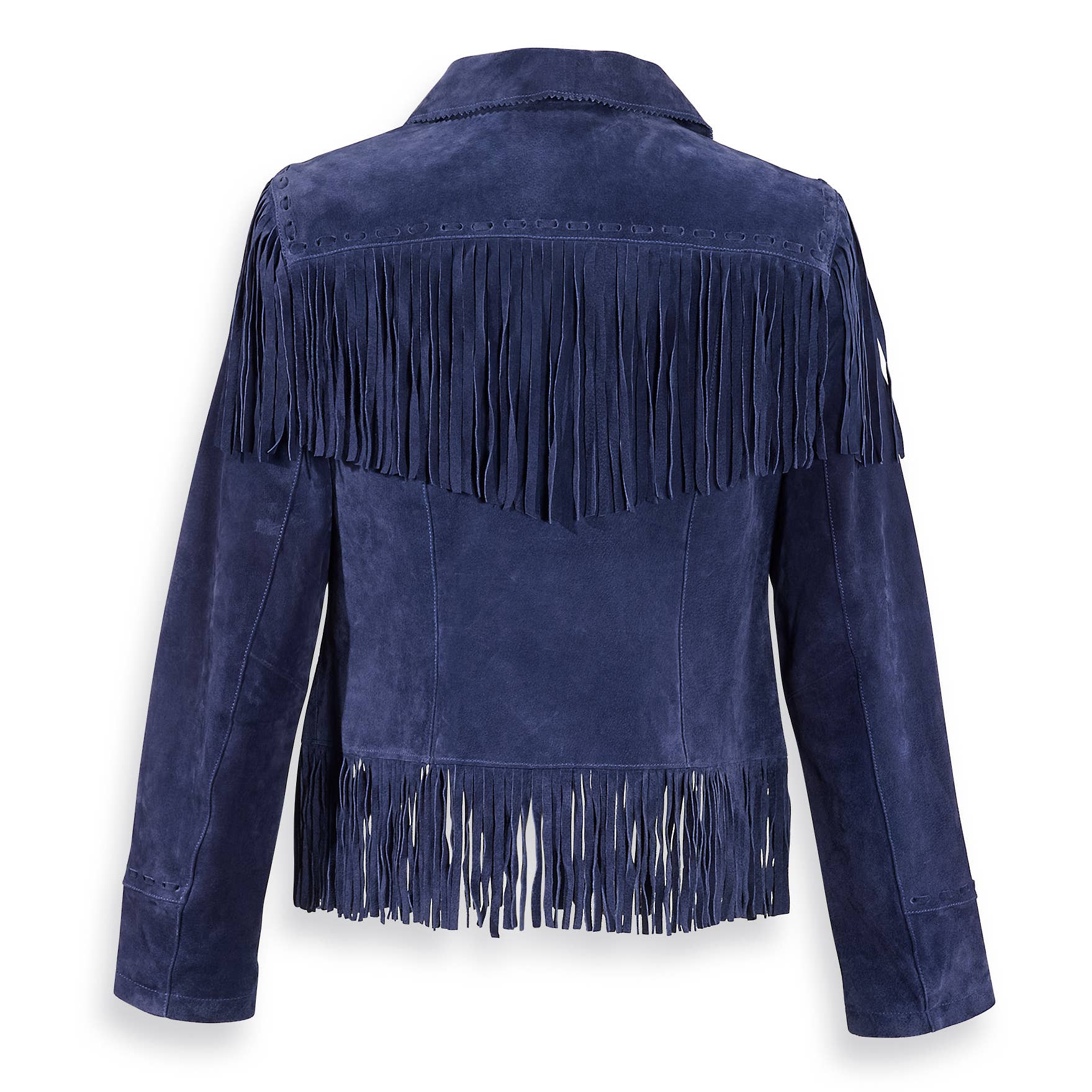 Blue Suede Fringe Jacket