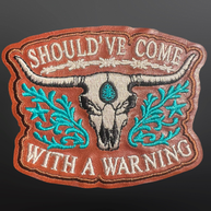 Trucker Hat Patch - Turquoise Longhorn Cow Skull Patch