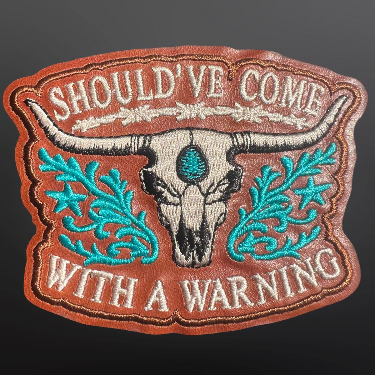 Trucker Hat Patch - Turquoise Longhorn Cow Skull Patch