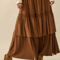 Faux Suede Tiered Maxi Skirt
