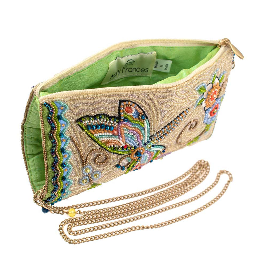 Soaring Spirit Beaded Dragonfly and Floral Crossbody Bag