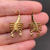 18k Gold Plated Stainless Steel Scorpion Stud Earrings - FGS