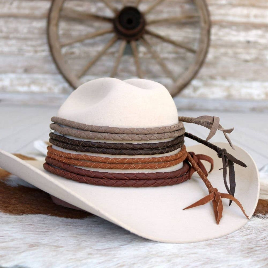 Braided Leather Hat Band – Earth Tones