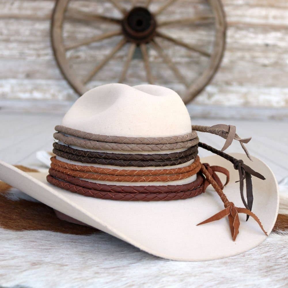Braided Leather Hat Band – Earth Tones