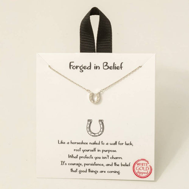Gold Dipped Western Horse Shoe Pendant Necklace