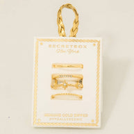 Gold Dipped Studded 3Pc Rings Set