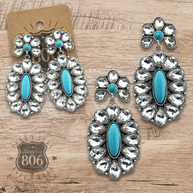 Western rhinestone concho earrings