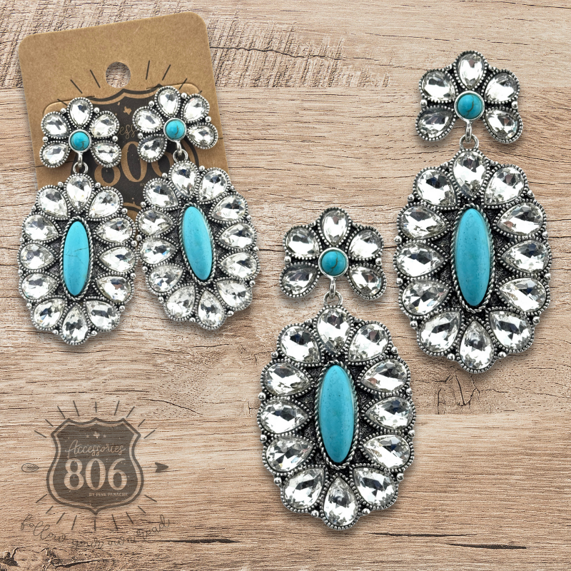 Western rhinestone concho earrings