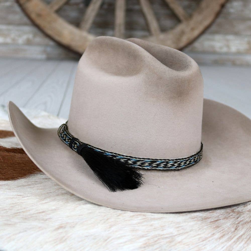 Horsehair Blue Braided Tassel Hat Band - Frost
