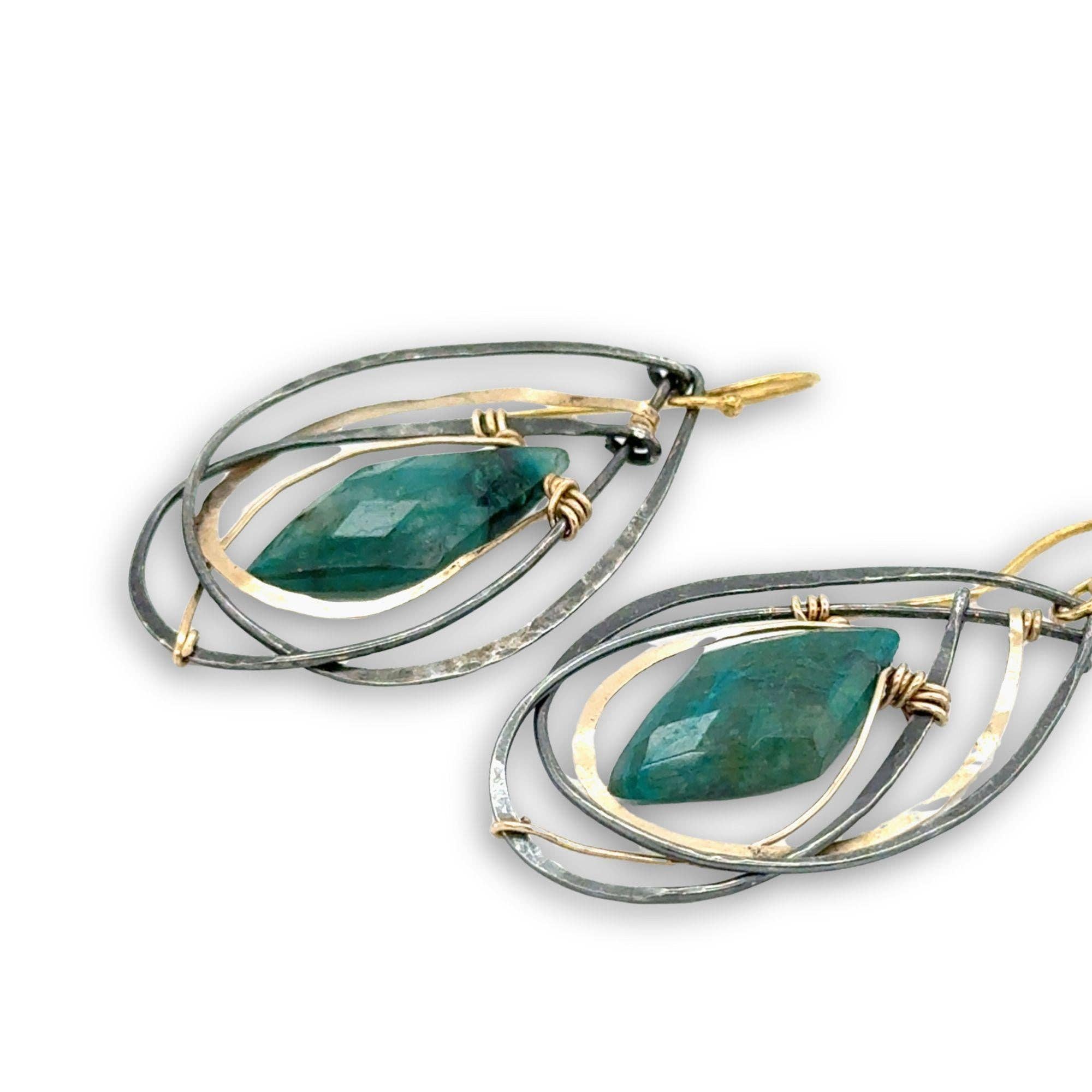 Handmade Chrysocolla Strikes Earrings
