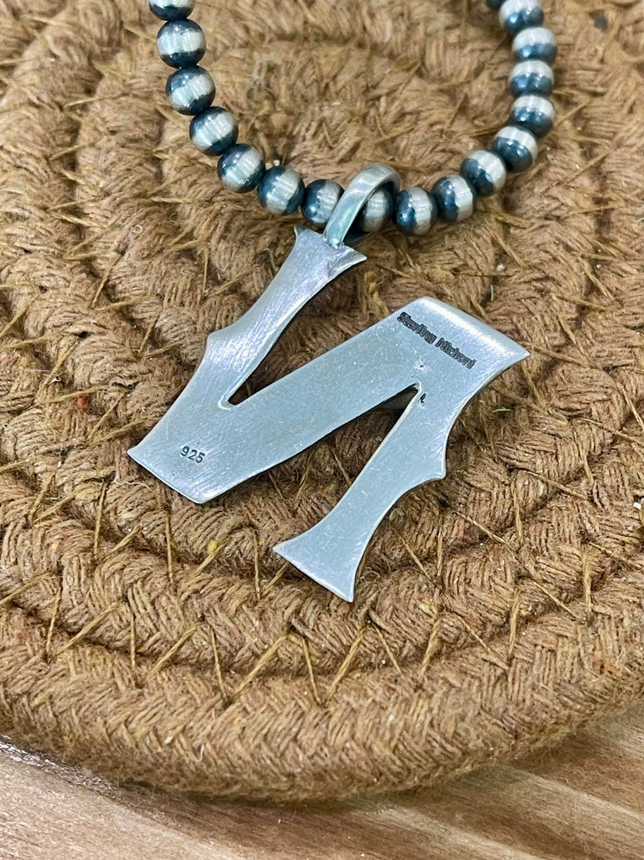 Beautiful Handmade Sterling Silver and Turquoise Letter Pendant