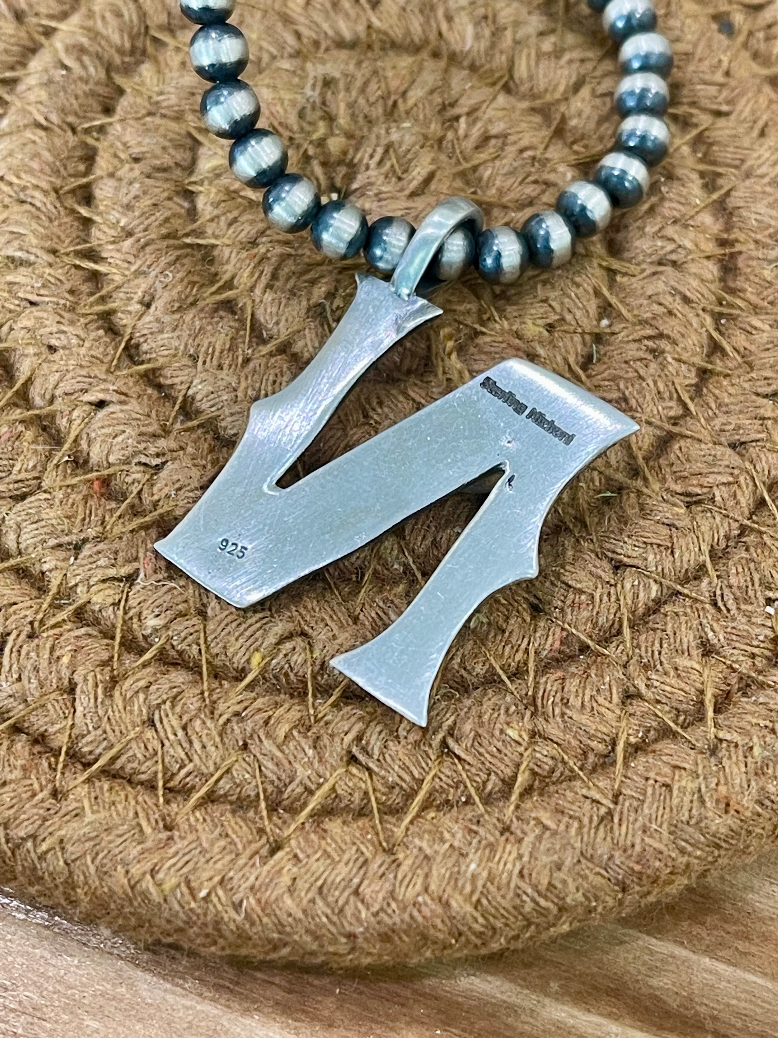 Beautiful Handmade Sterling Silver and Turquoise Letter Pendant