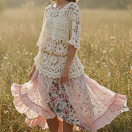 Reverse Ruffle Lace Skirt