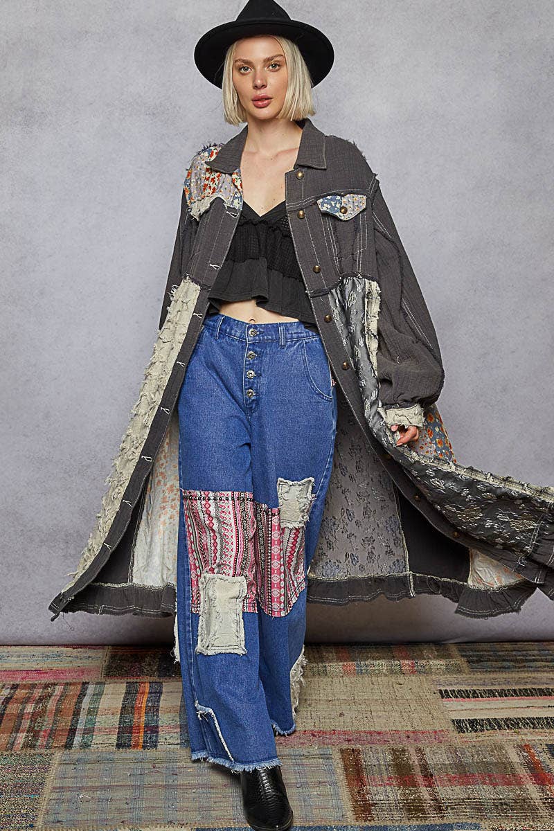 Patchwork Maxi Length Jacket