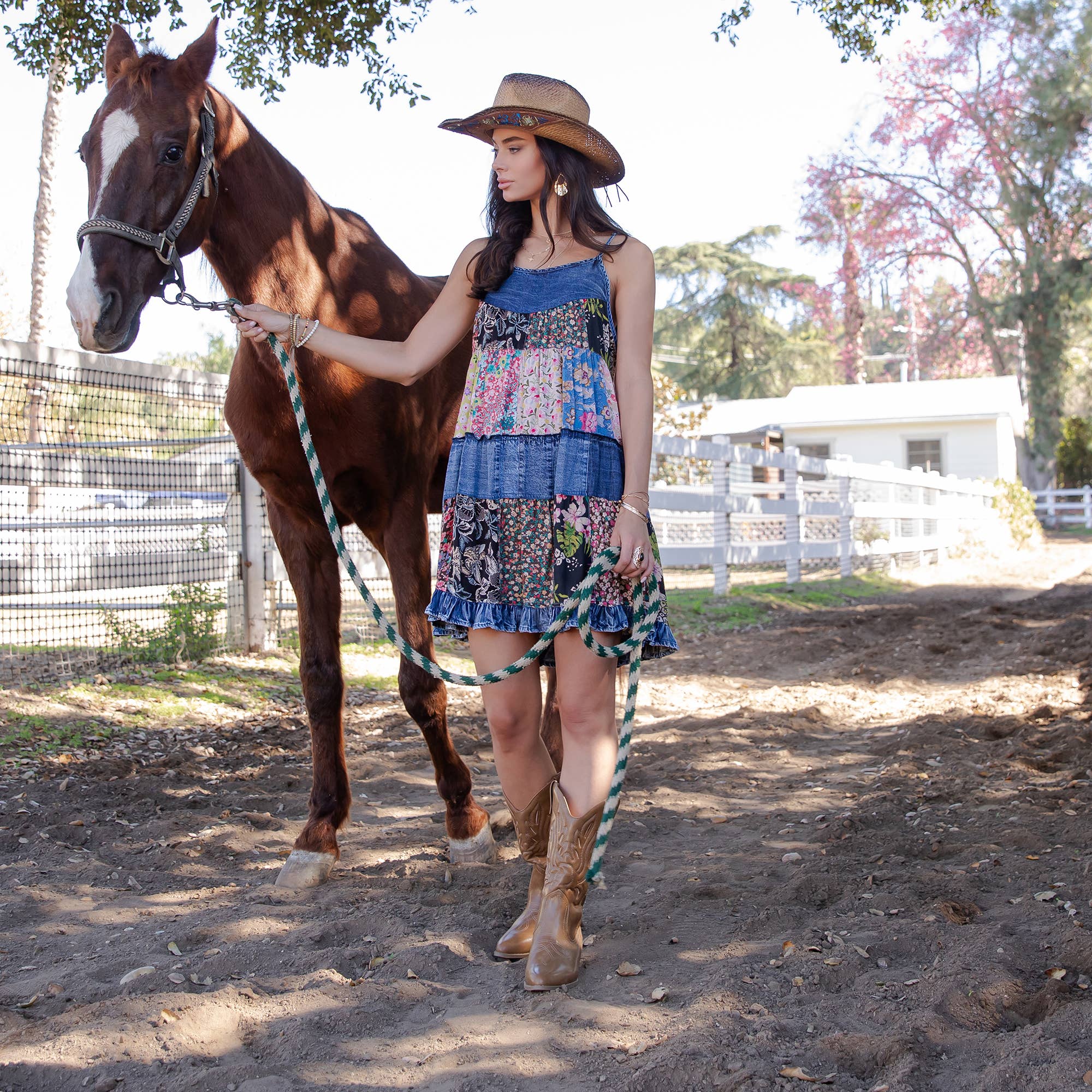 Babydoll Dress Denim Yoke