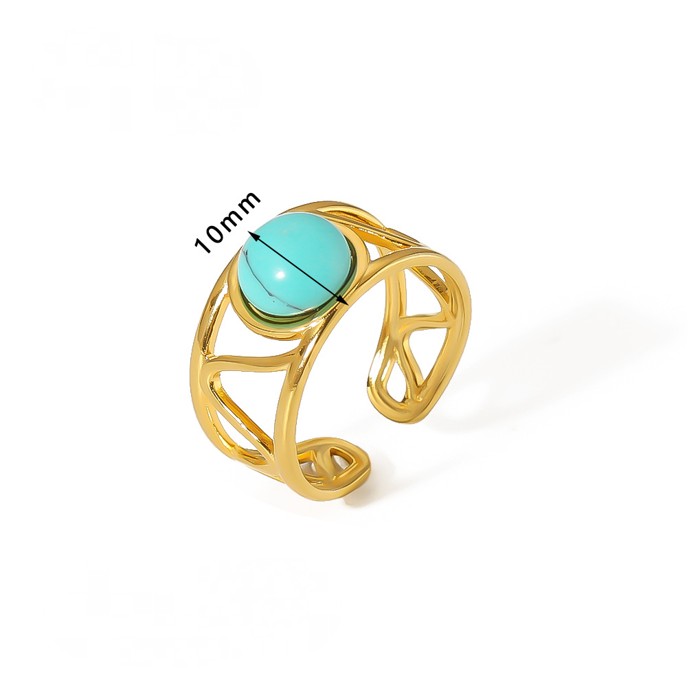 18K Gold-plated Stainless Steel Inlaid Stone Rings