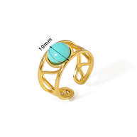 18K Gold-plated Stainless Steel Inlaid Stone Rings