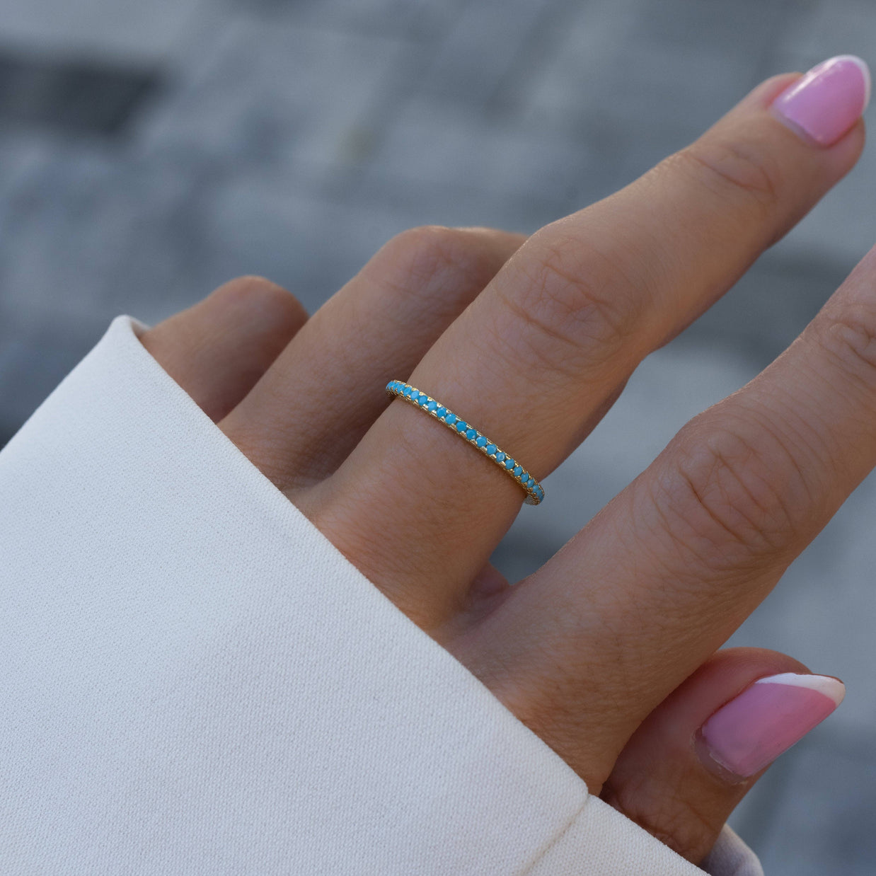 Sterling Silver Turquoise Eternity Ring