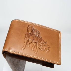 American Bison Bifold Wallet with 3D Horse Embossing