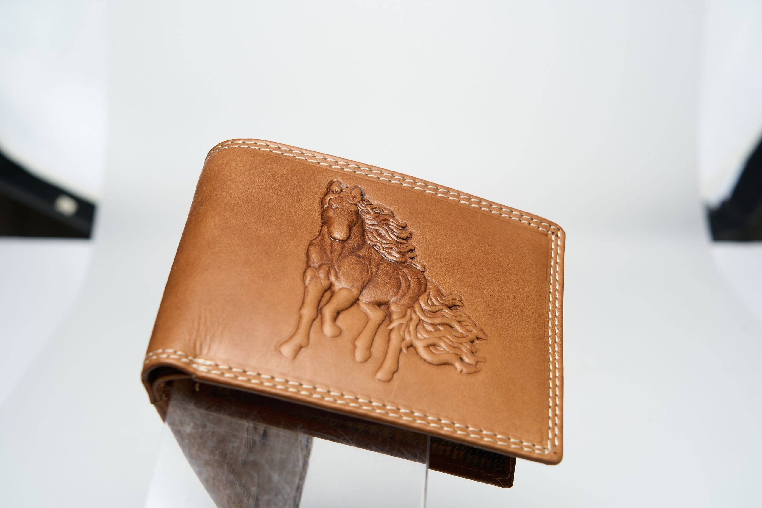 American Bison Bifold Wallet with 3D Horse Embossing