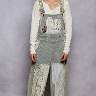 Pol Clothing Floral Patchwork Embroidery Overall