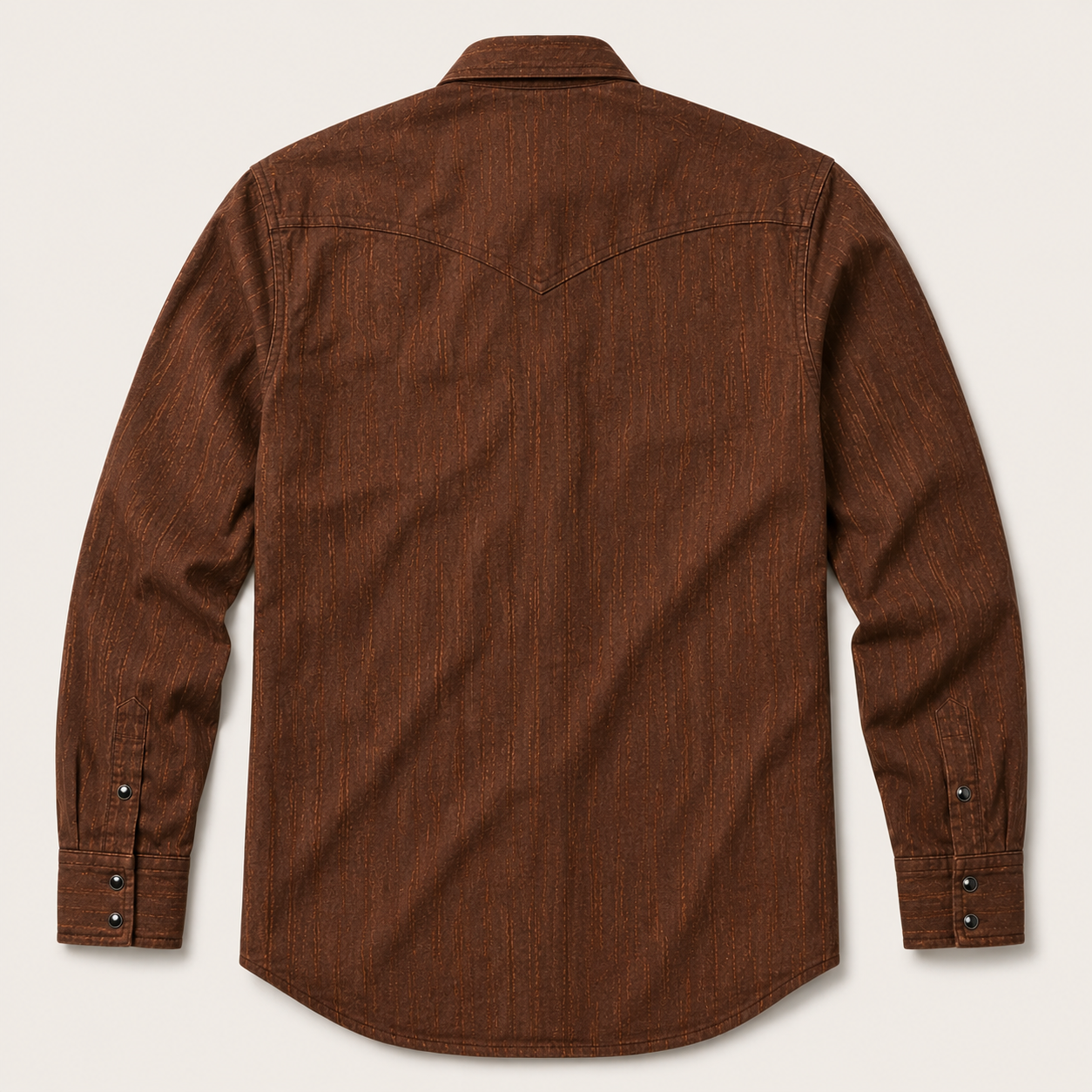 Embroidered Retro Snap Shirt, Brown