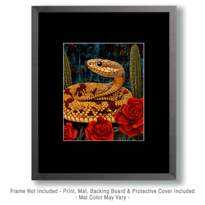 Snake Amid Cactus Art Print