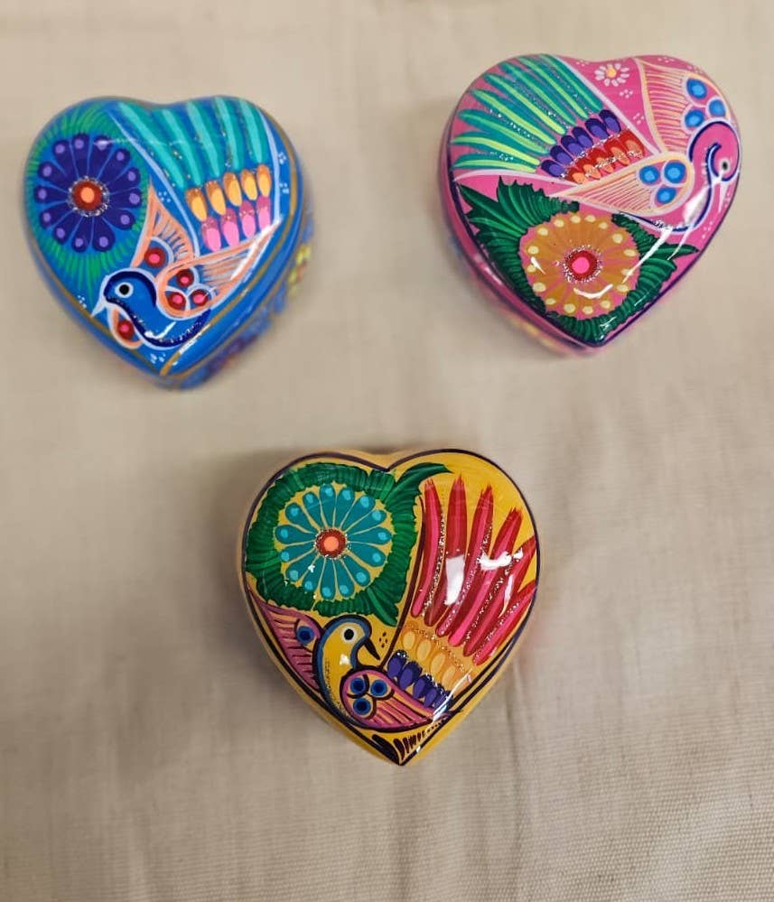 Hand-painted Ceramic Heart Box  @3.5-4.5in