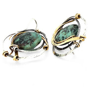 Handmade Turquoise Moon Post Earrings