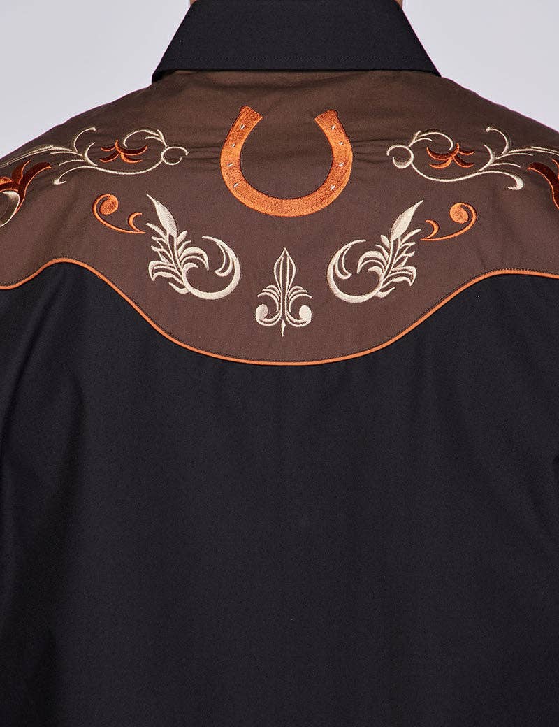 RODEO Men's Western Embroidery Cowboy Shirt